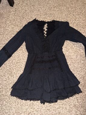 Bloomingdale's Navy Blue Long-Sleeve Mini Dress